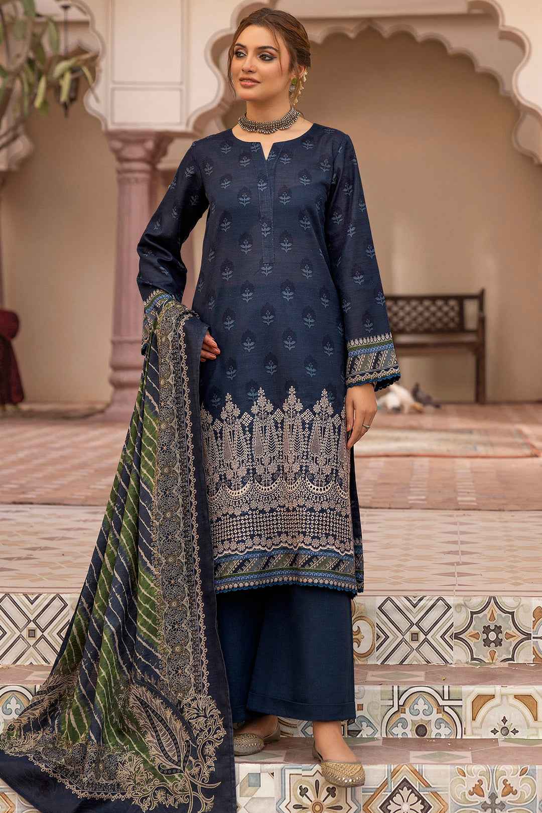 5210-ISBAH EMBROIDERED KHADDAR UNSTITCHED