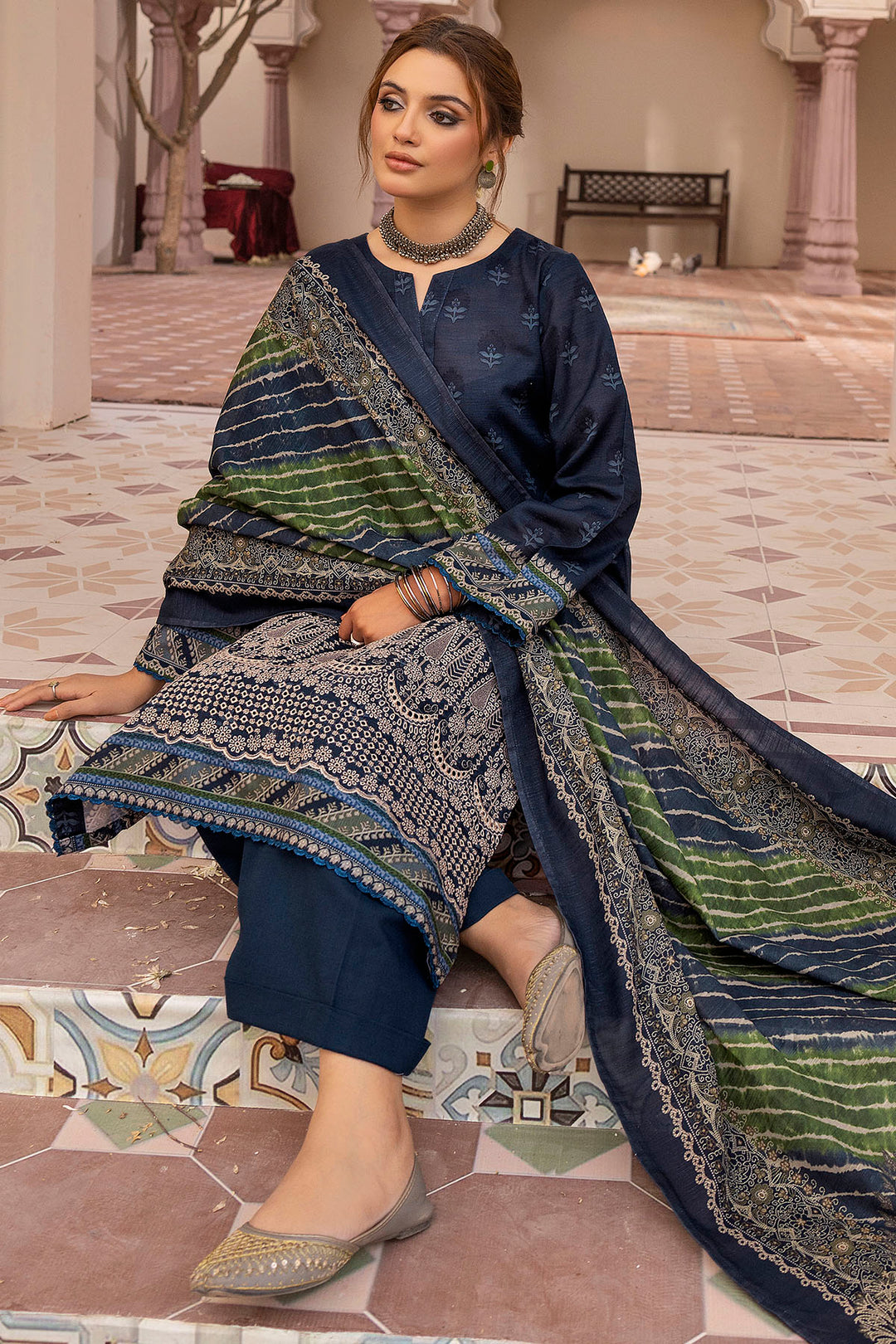 5210-ISBAH EMBROIDERED KHADDAR UNSTITCHED