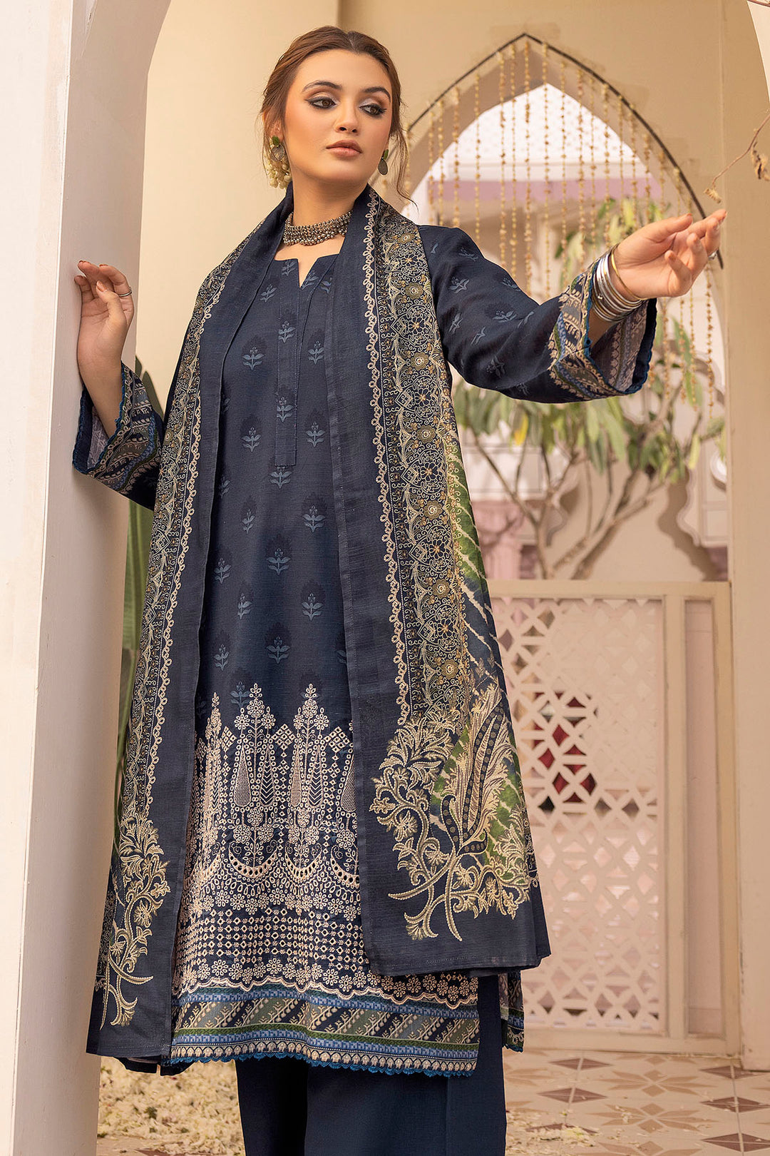 5210-ISBAH EMBROIDERED KHADDAR UNSTITCHED