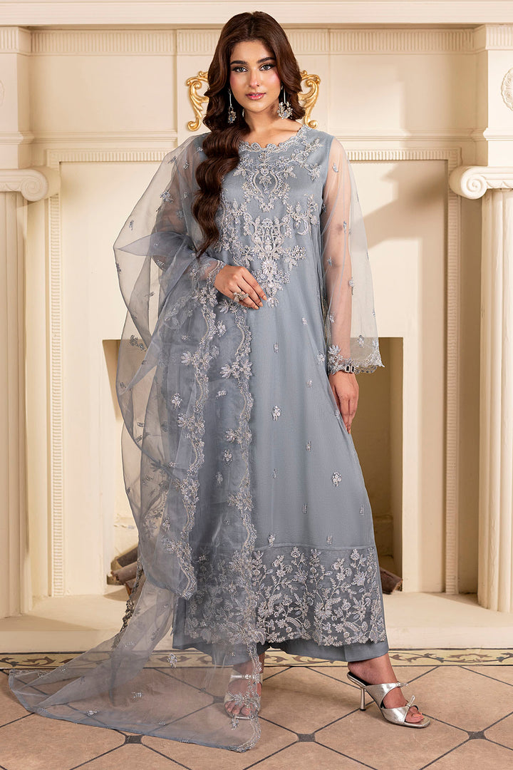 5249-SCARLETTE EMBROIDERED SILK NET STITCHED