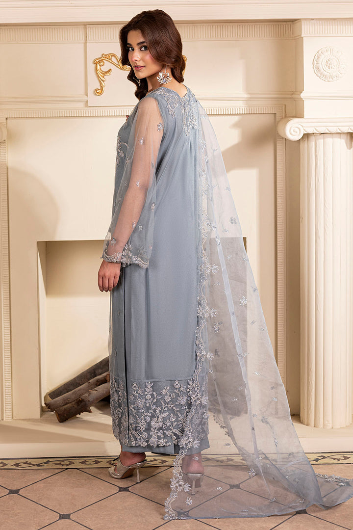 5249-SCARLETTE EMBROIDERED SILK NET STITCHED