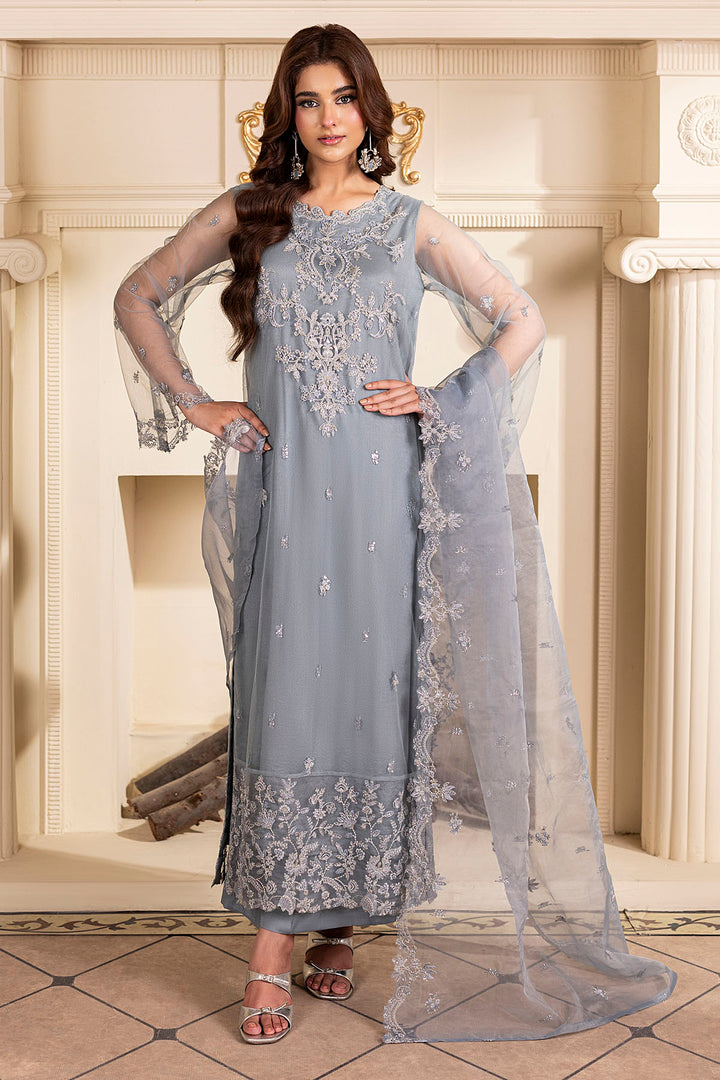 5249-SCARLETTE EMBROIDERED SILK NET STITCHED