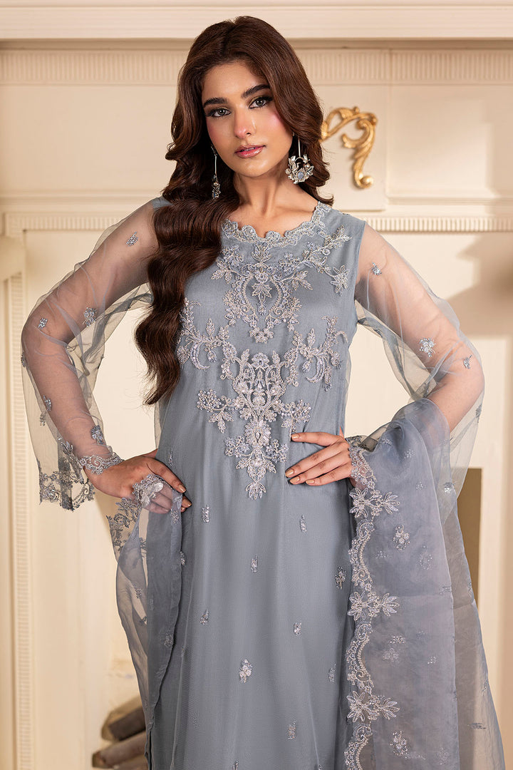 5249-SCARLETTE EMBROIDERED SILK NET STITCHED