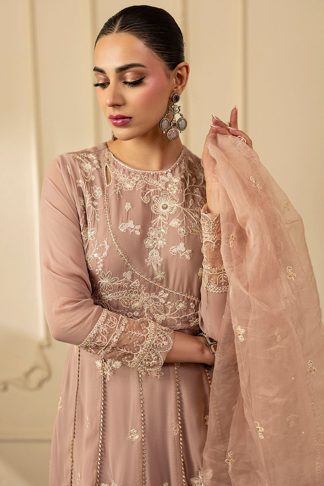 5251-ELOISE EMBROIDERED CRINKLE CHIFFON STITCHED