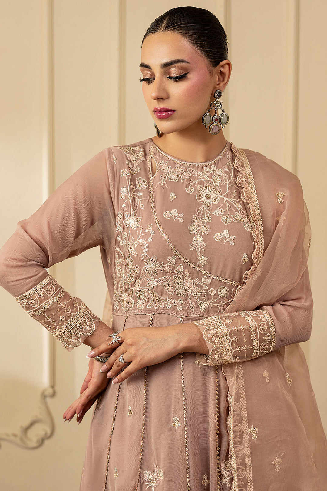 5251-ELOISE EMBROIDERED CRINKLE CHIFFON STITCHED