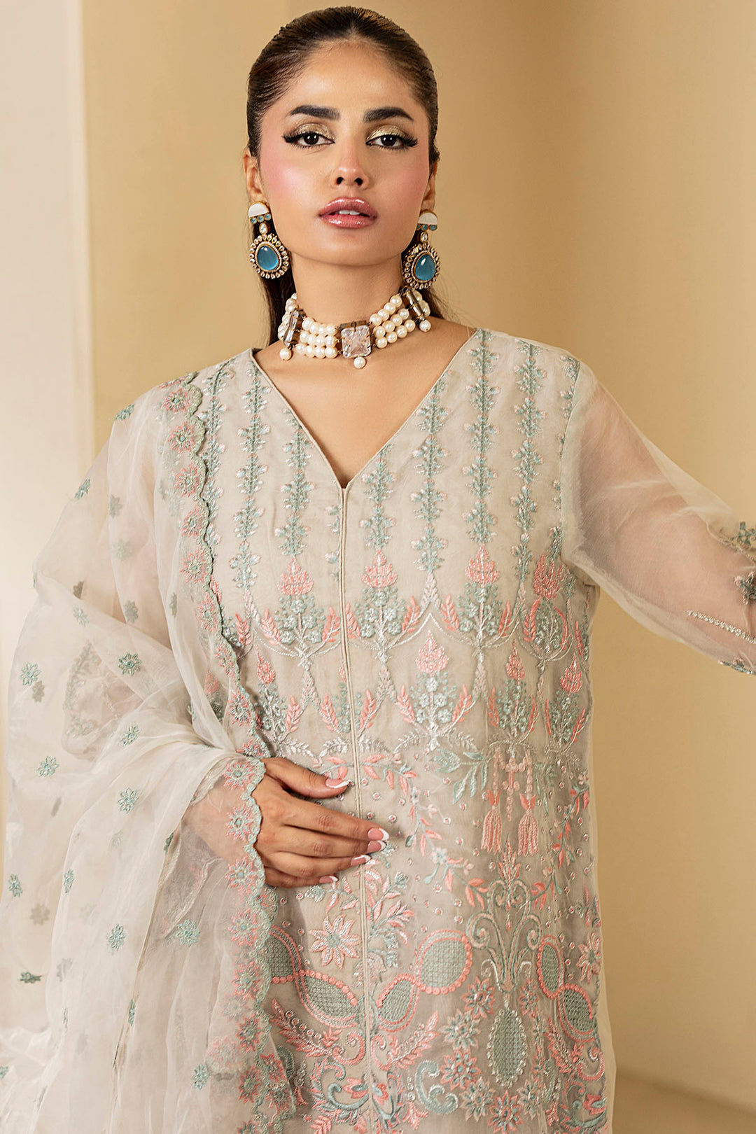 5333-CRESCENT EMBROIDERED ORGANZA STITCHED