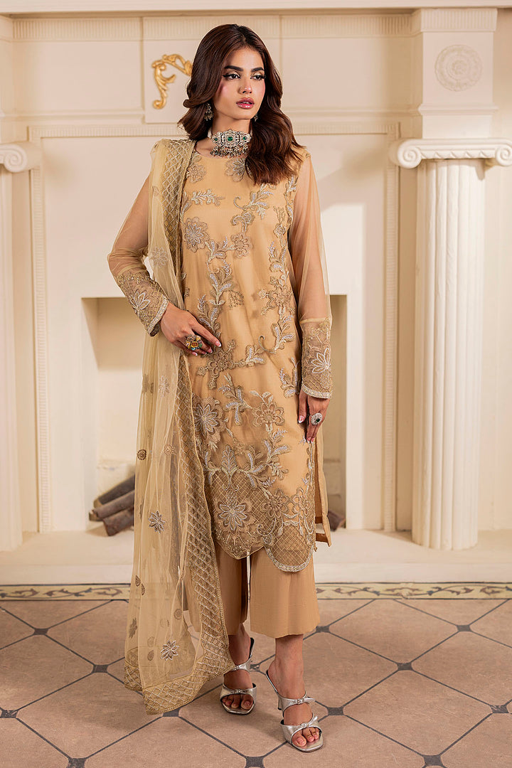5334-AYLA EMBROIDERED SILK NET STITCHED