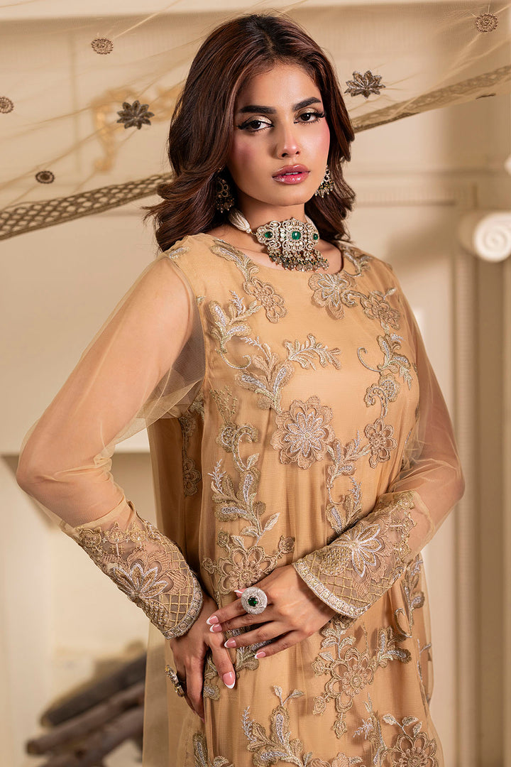5334-AYLA EMBROIDERED SILK NET STITCHED