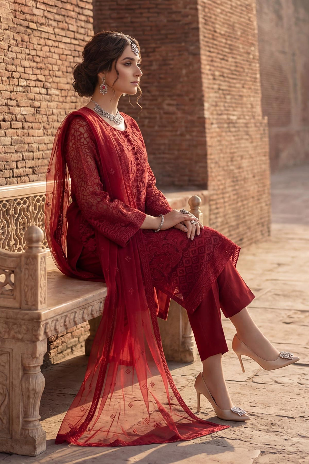 5337-ZARIA EMBROIDERED ORGANZA STITCHED