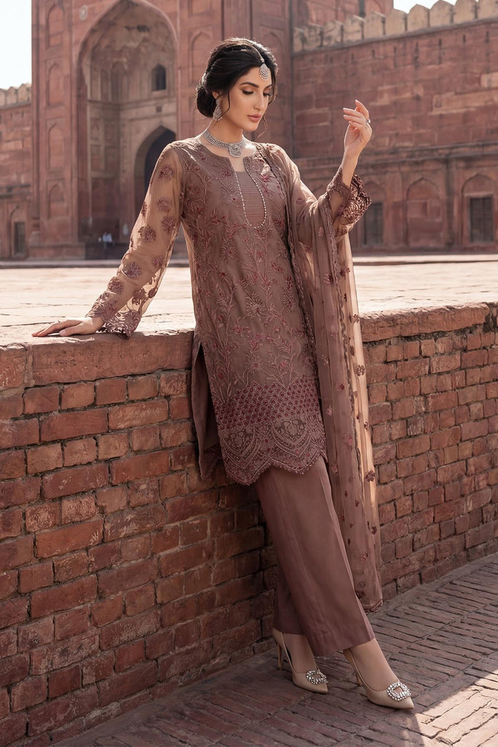 5338-IZARA EMBROIDERED SILK NET STITCHED