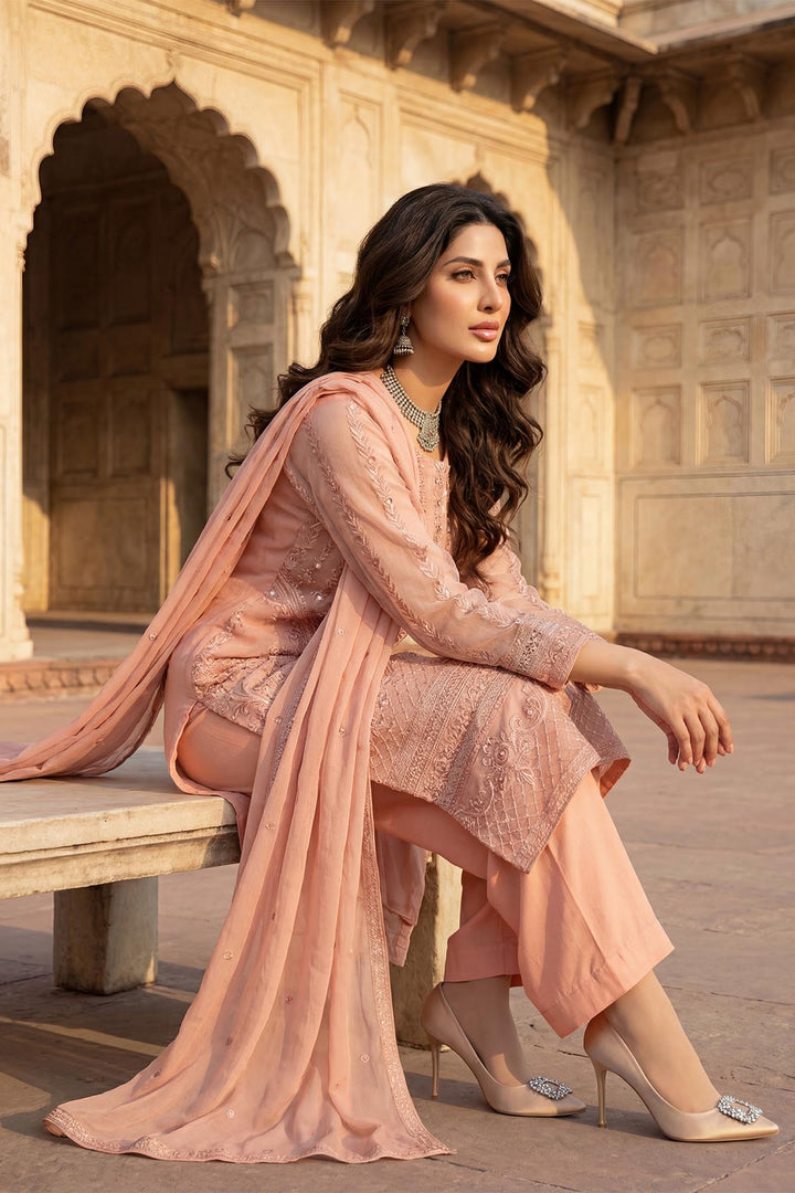 5343-DAMIRA EMBROIDERED SILK NET STITCHED