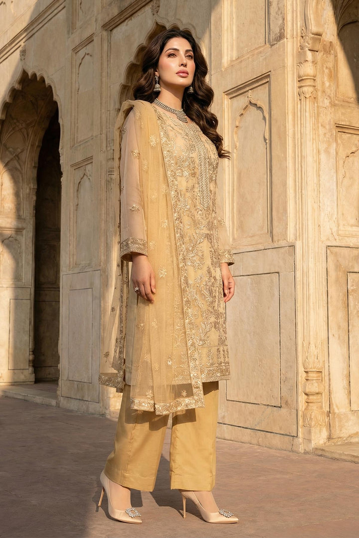 5346-HAZEL EMBROIDERED SILK NET STITCHED