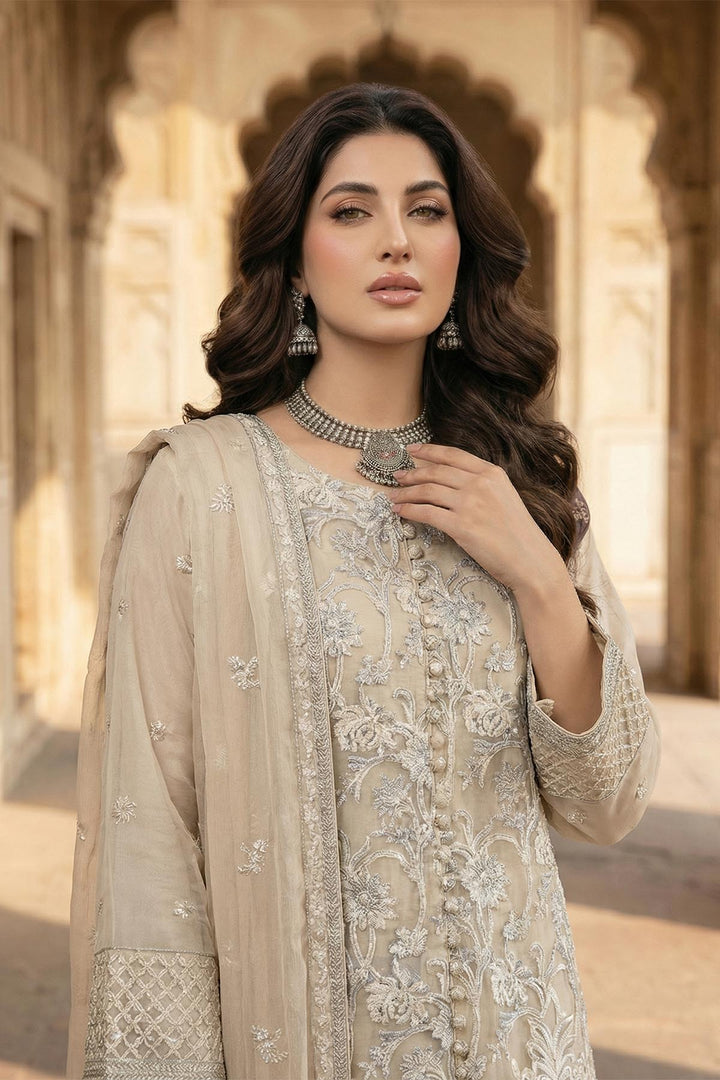 5347-ZOE EMBROIDERED SILK NET STITCHED