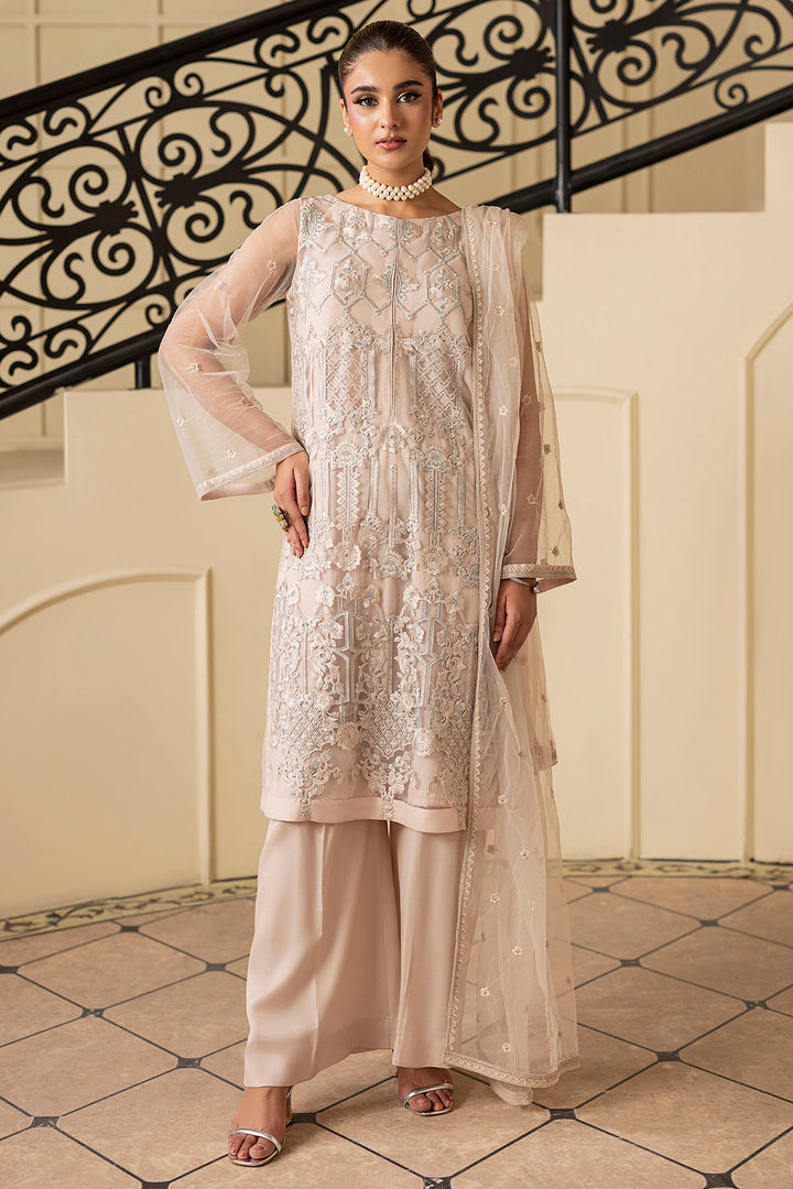 5350-DAISY EMBROIDERED SILK NET STITCHED