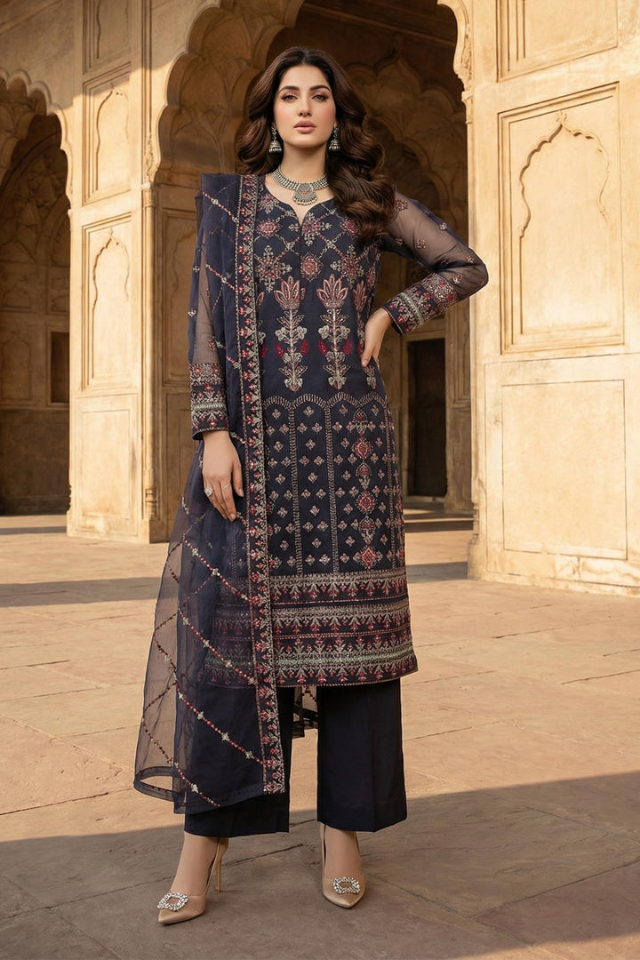 5353-ELISE EMBROIDERED ORGANZA STITCHED