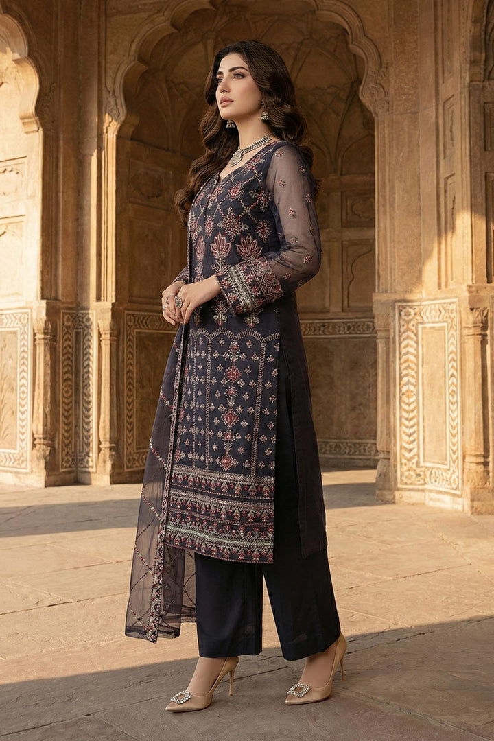 5353-ELISE EMBROIDERED ORGANZA STITCHED