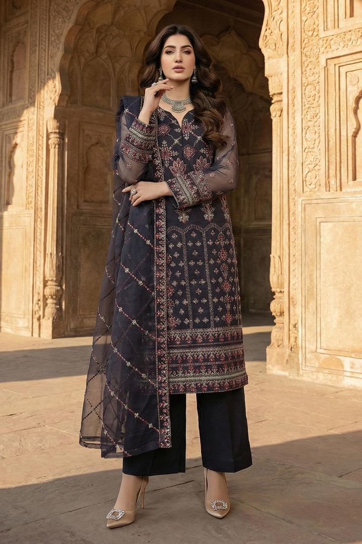 5353-ELISE EMBROIDERED ORGANZA STITCHED