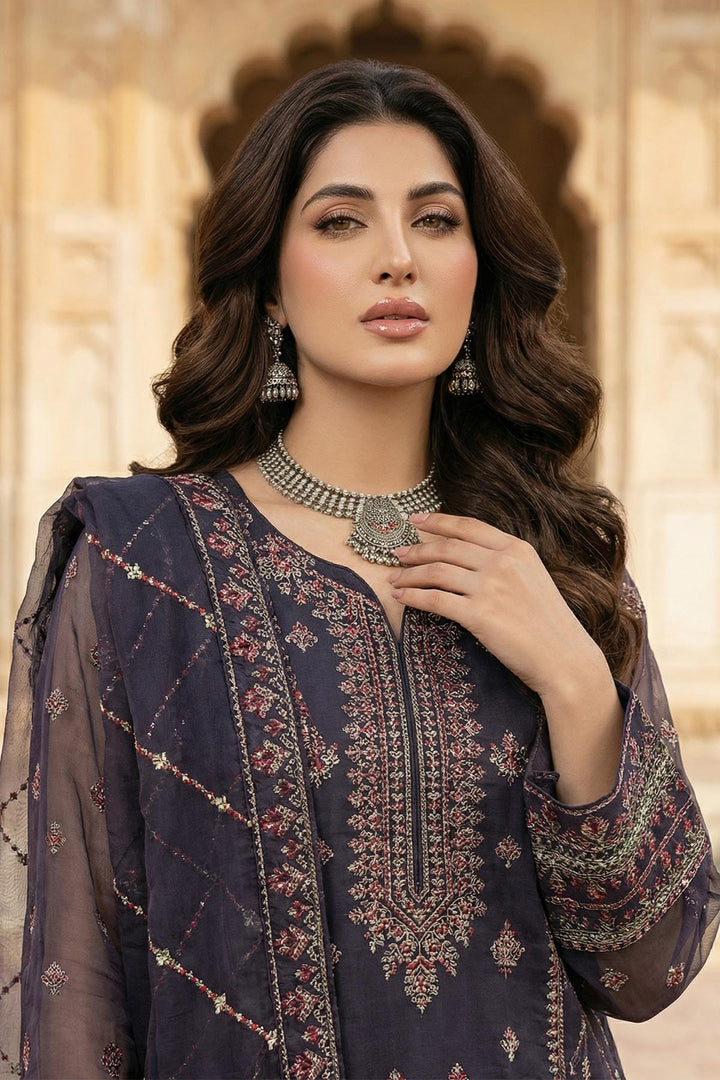 5353-ELISE EMBROIDERED ORGANZA STITCHED