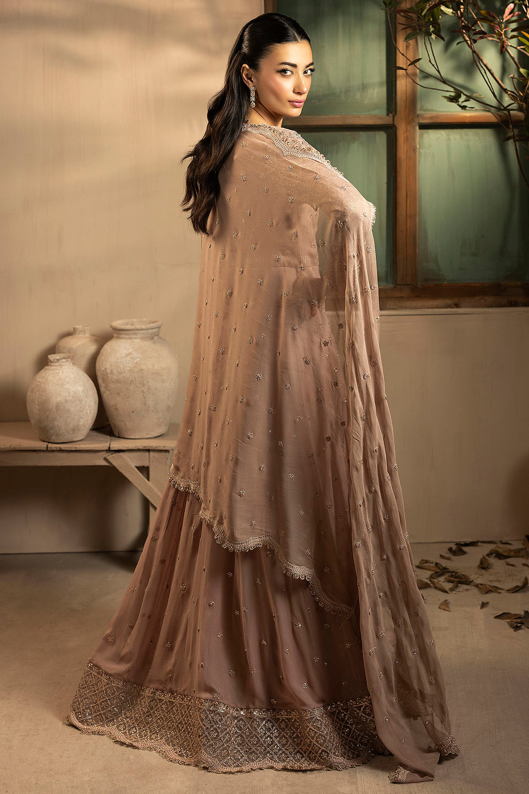 5575-LILLIA EMBROIDERED CRINKLE CHIFFON UNSTITCHED