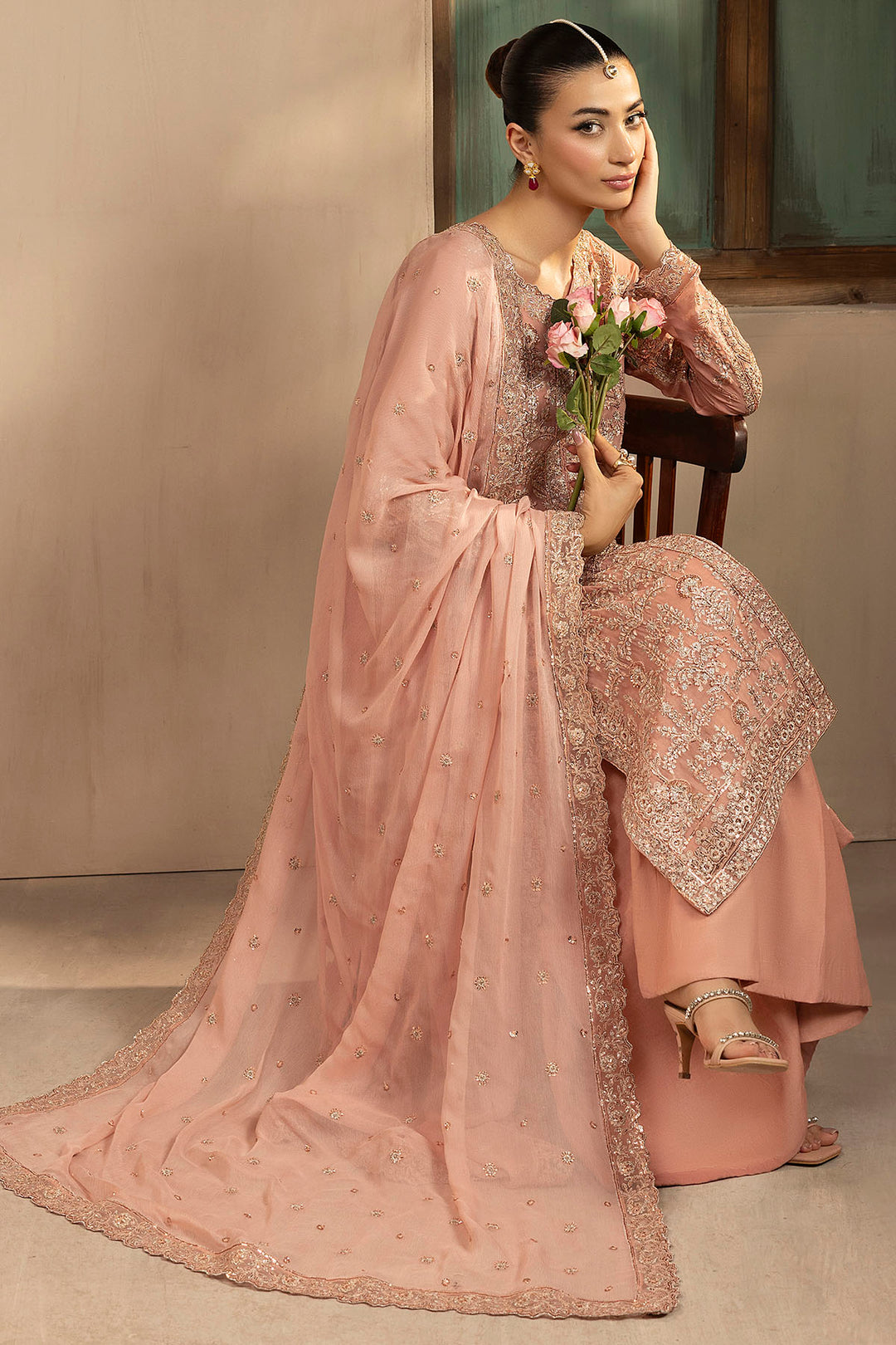 5576-PEARL EMBROIDERED CRINKLE CHIFFON UNSTITCHED
