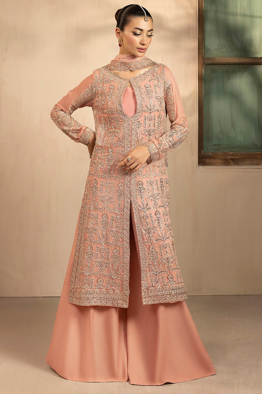 5576-PEARL EMBROIDERED CRINKLE CHIFFON UNSTITCHED