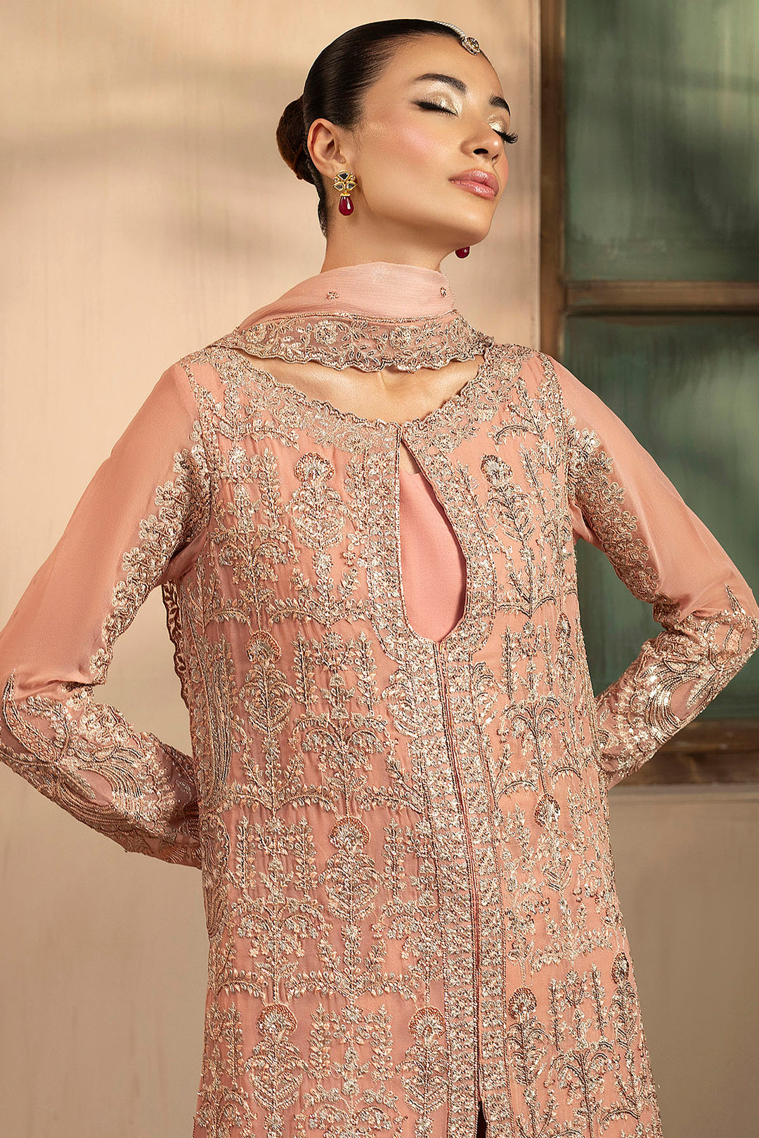 5576-PEARL EMBROIDERED CRINKLE CHIFFON UNSTITCHED