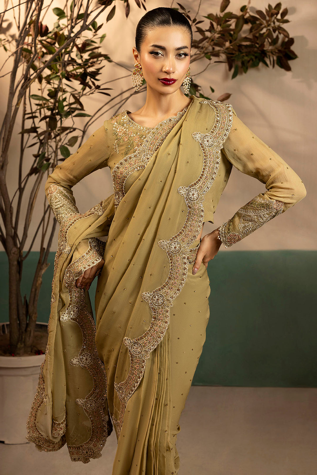 5580-MISSY EMBROIDERED CRINKLE CHIFFON UNSTITCHED