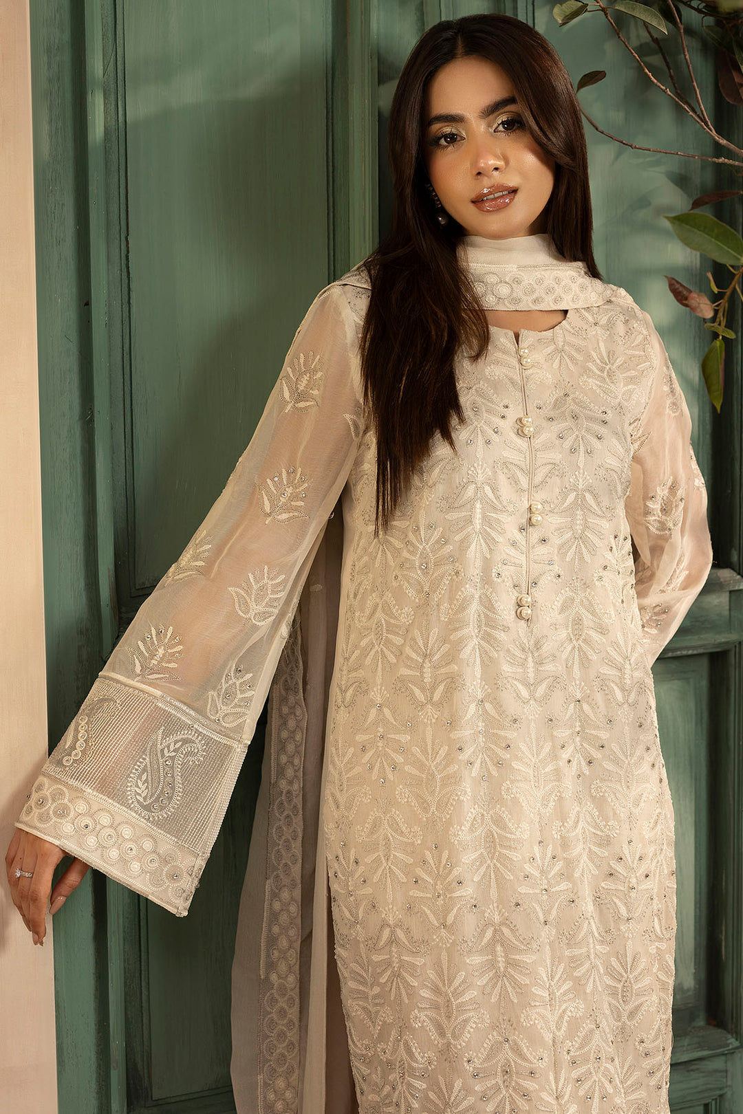 5647-FRAN EMBROIDERED CRINKLE CHIFFON UNSTITCHED