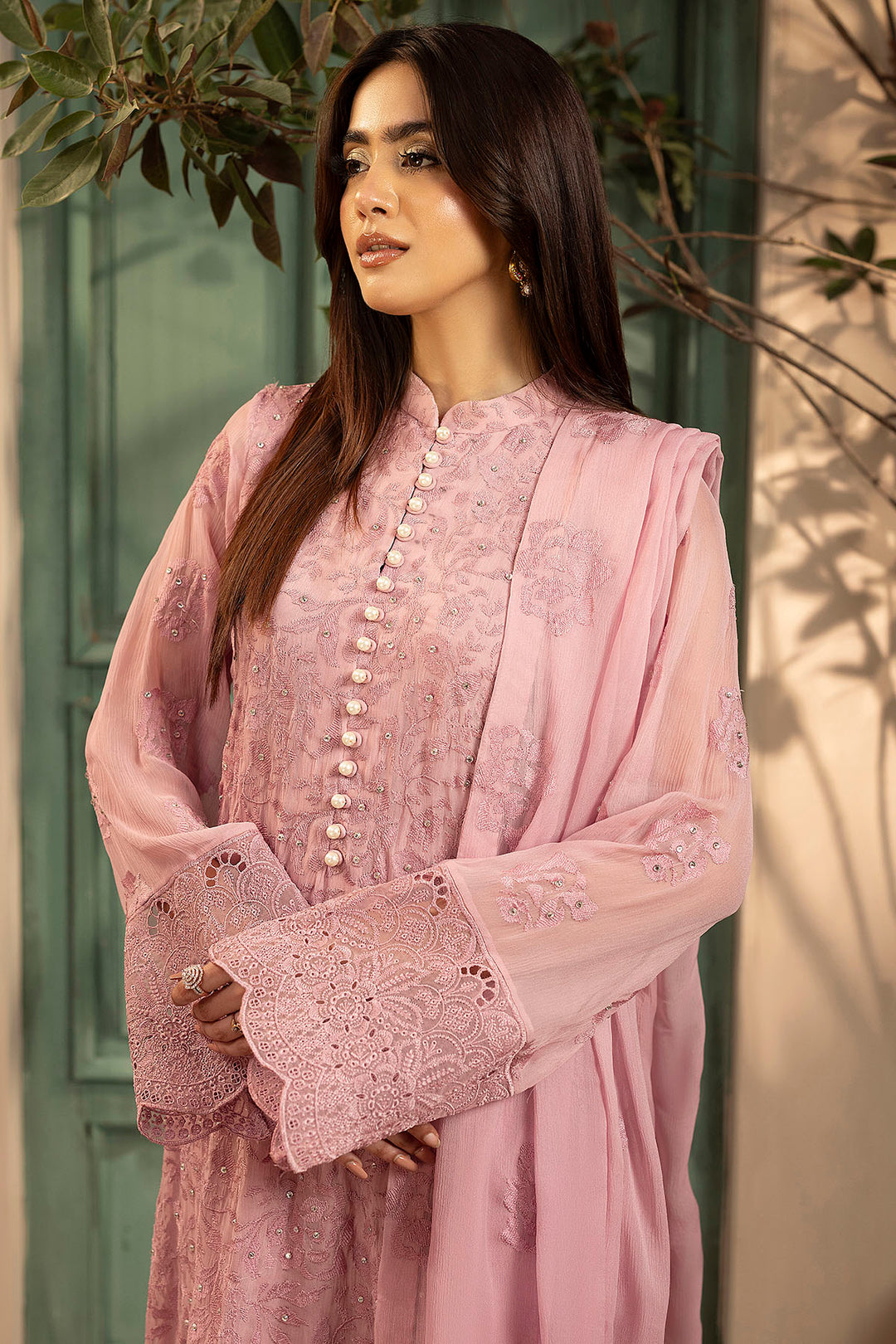 5648-DAPHNE EMBROIDERED SILK UNSTITCHED