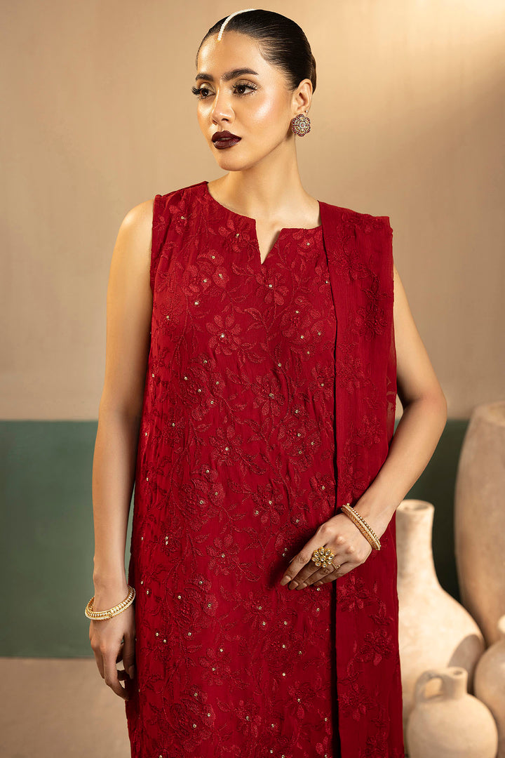 5649-OCEAN EMBROIDERED CRINKLE CHIFFON UNSTITCHED