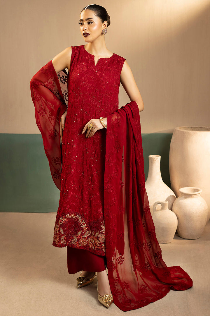 5649-OCEAN EMBROIDERED CRINKLE CHIFFON UNSTITCHED