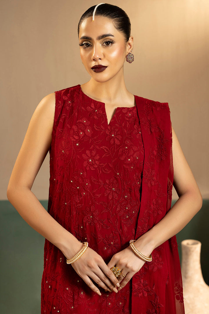 5649-OCEAN EMBROIDERED CRINKLE CHIFFON UNSTITCHED