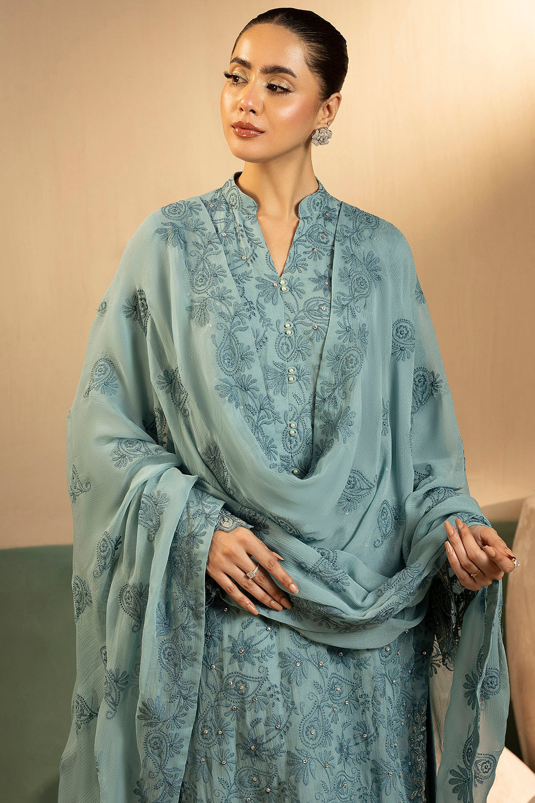 5651-FAYE EMBROIDERED CRINKLE CHIFFON UNSTITCHED