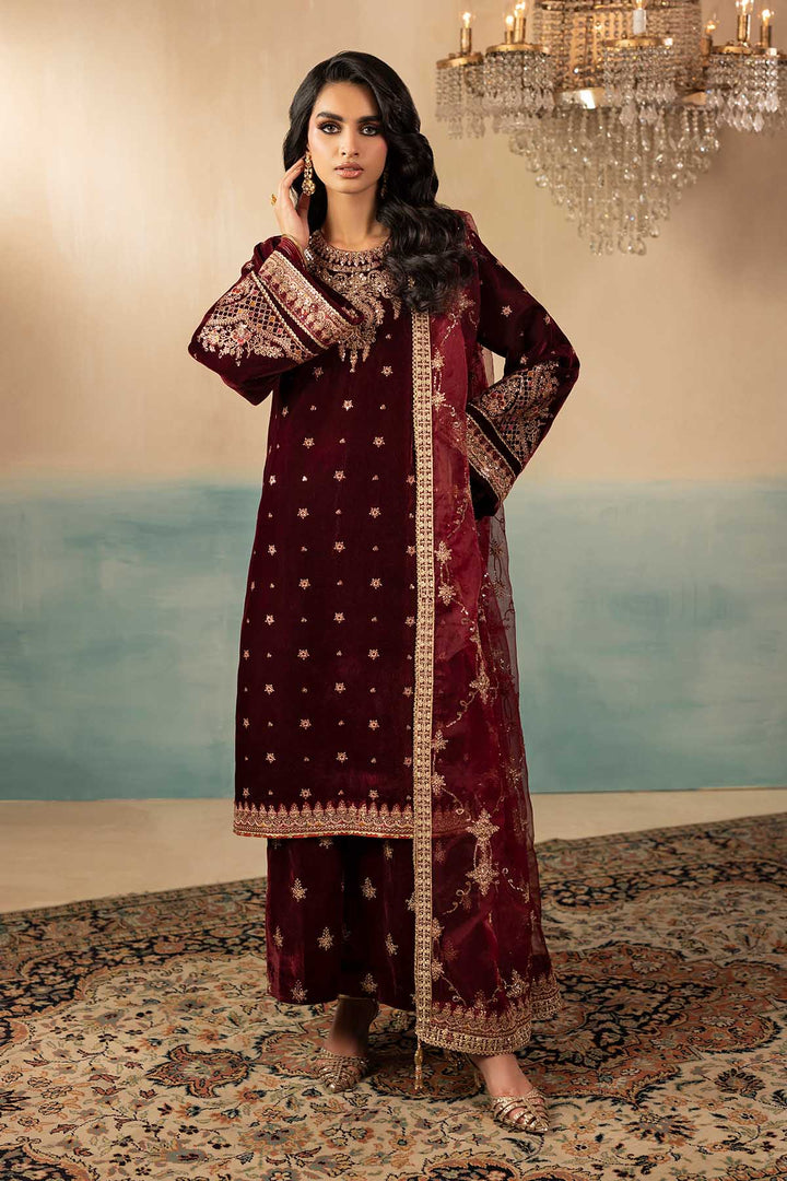 5667-SKY EMBROIDERED VELVET UNSTITCHED