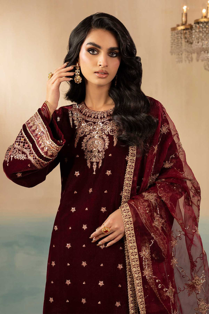 5667-SKY EMBROIDERED VELVET UNSTITCHED