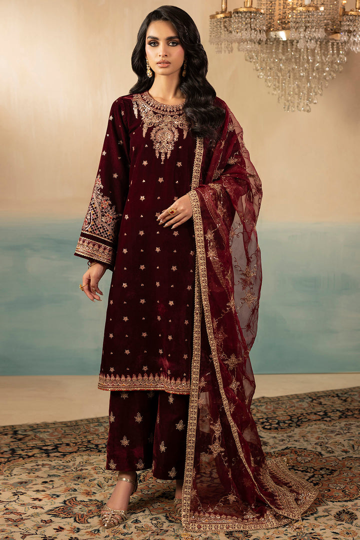 5667-SKY EMBROIDERED VELVET UNSTITCHED