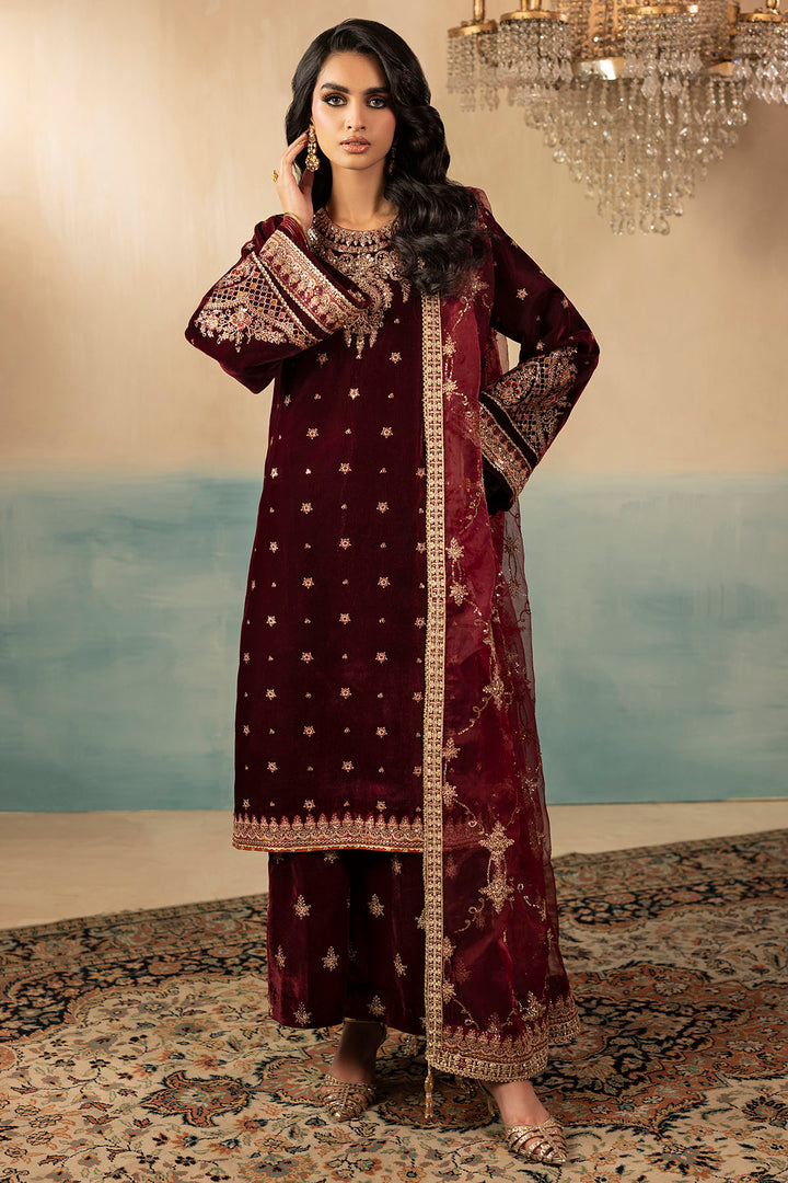 5667-SKY EMBROIDERED VELVET UNSTITCHED