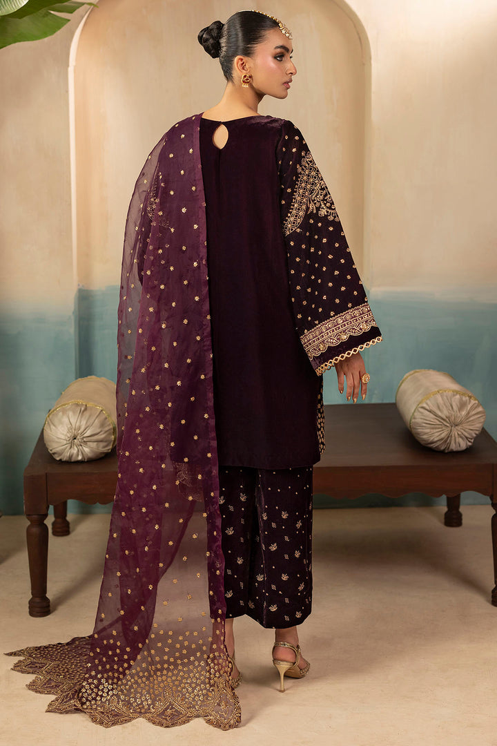 5668-CORAL EMBROIDERED VELVET STITCHED