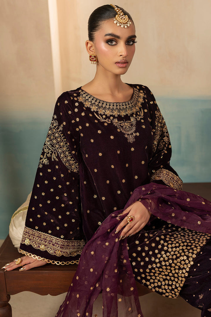 5668-CORAL EMBROIDERED VELVET STITCHED