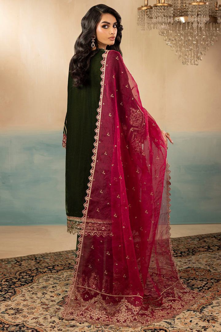 5669-SAGE EMBROIDERED VELVET UNSTITCHED
