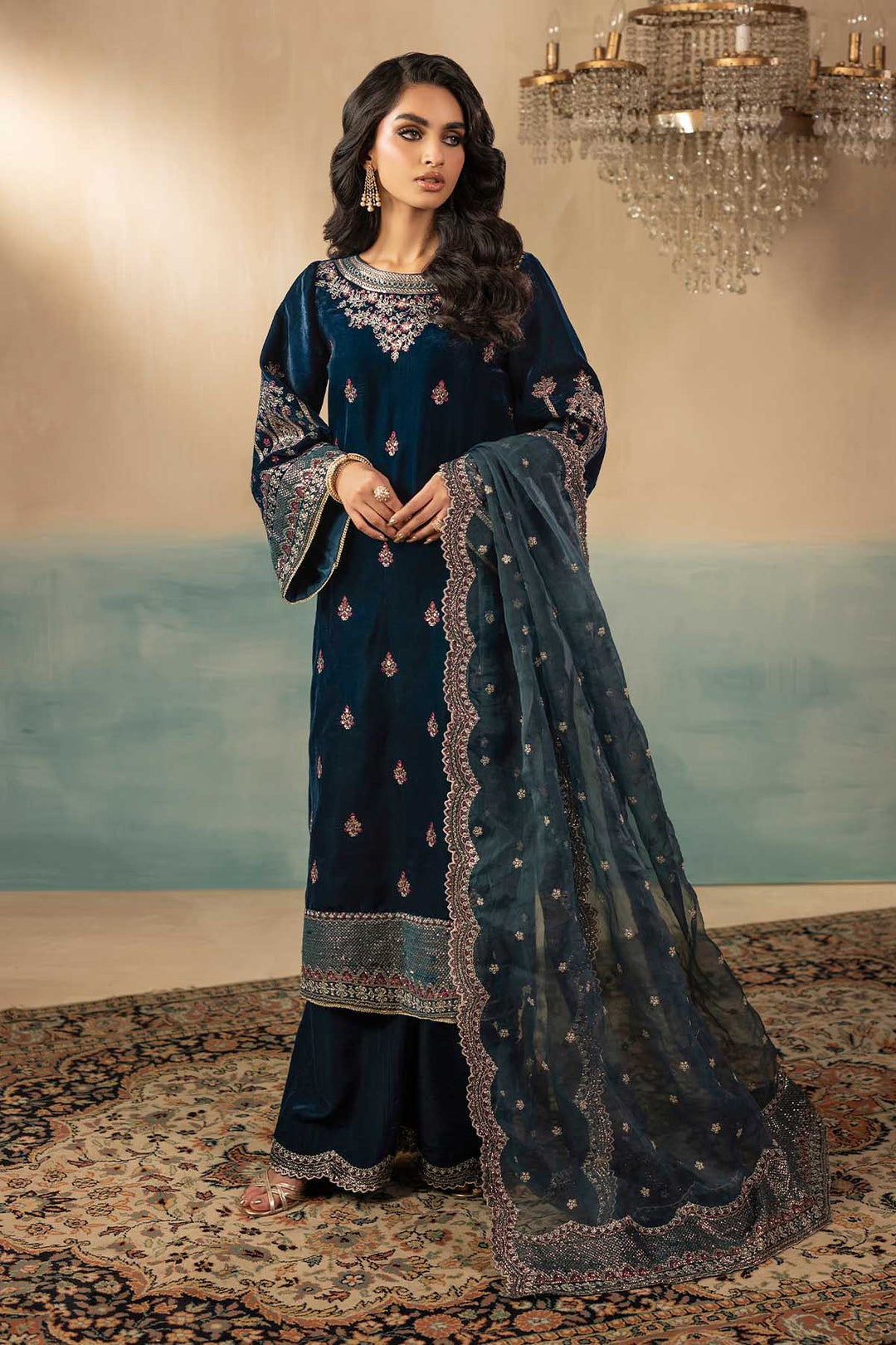 5671-STORM EMBROIDERED VELVET UNSTITCHED