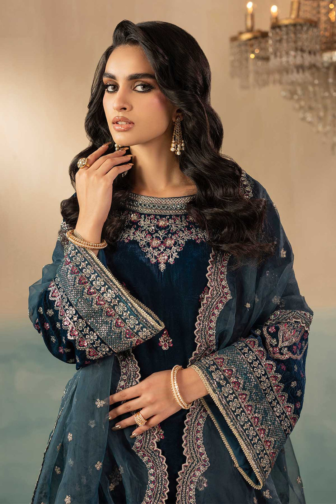 5671-STORM EMBROIDERED VELVET UNSTITCHED