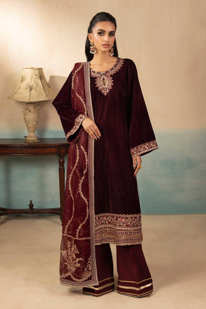 5672-ELSIE EMBROIDERED VELVET UNSTITCHED