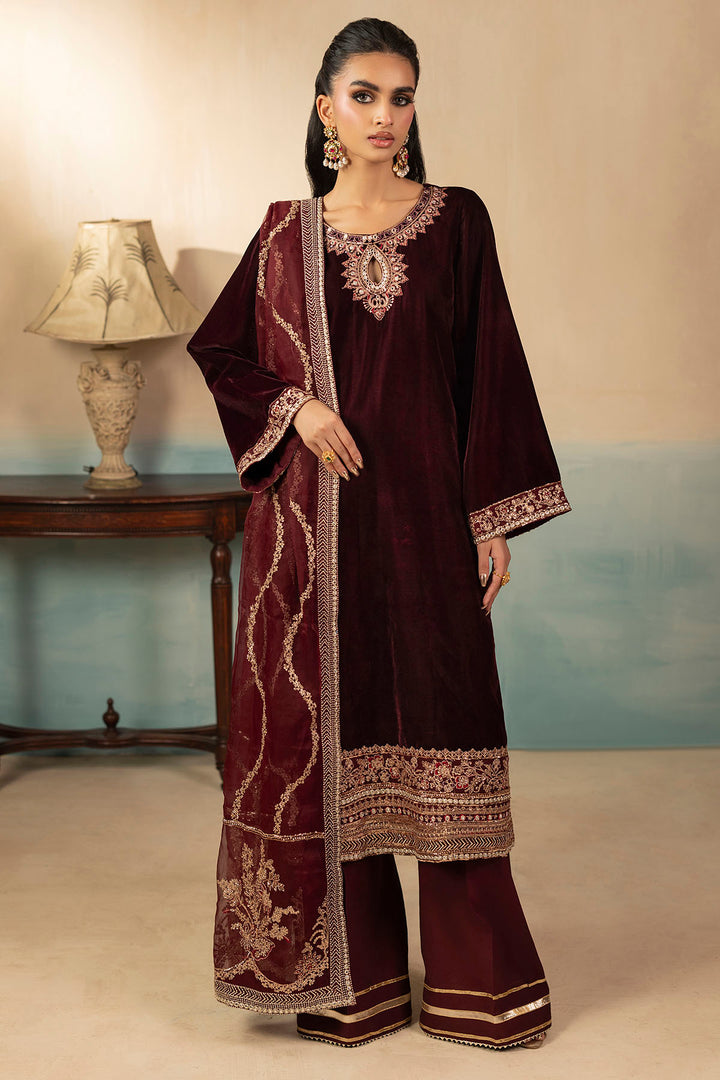 5672-ELSIE EMBROIDERED VELVET UNSTITCHED