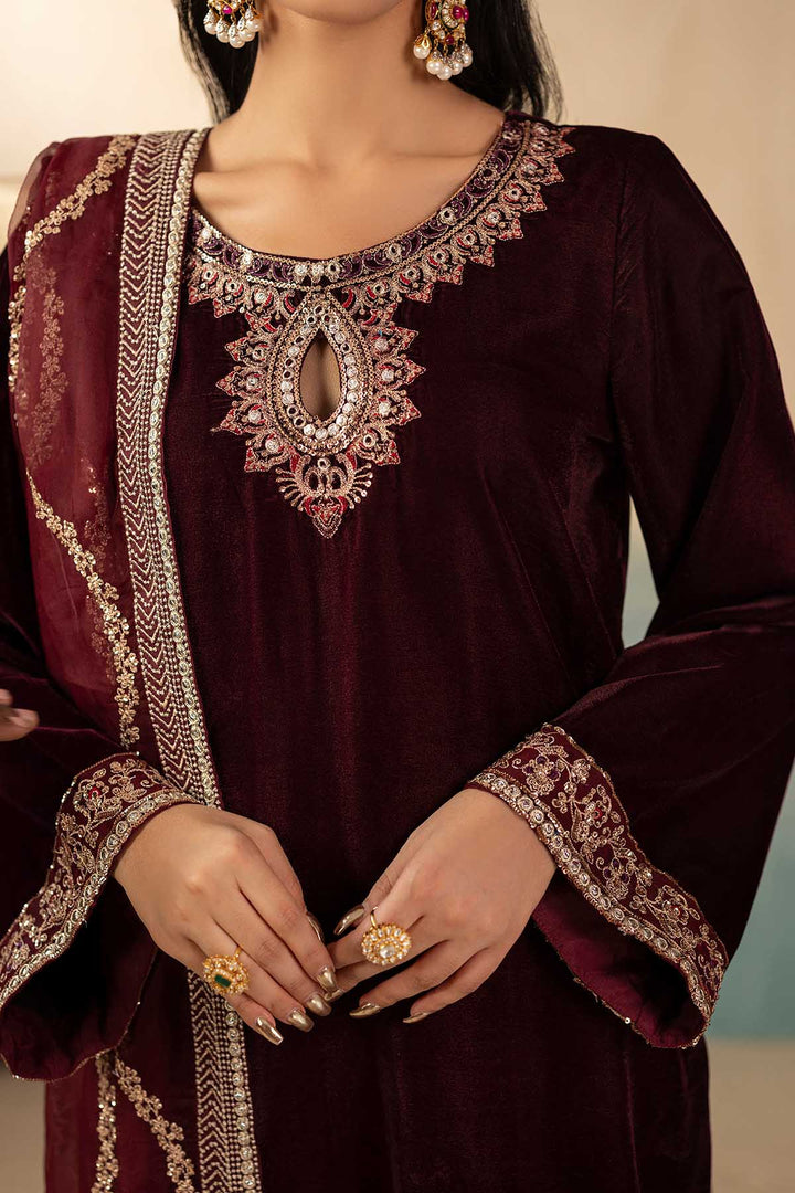 5672-ELSIE EMBROIDERED VELVET UNSTITCHED
