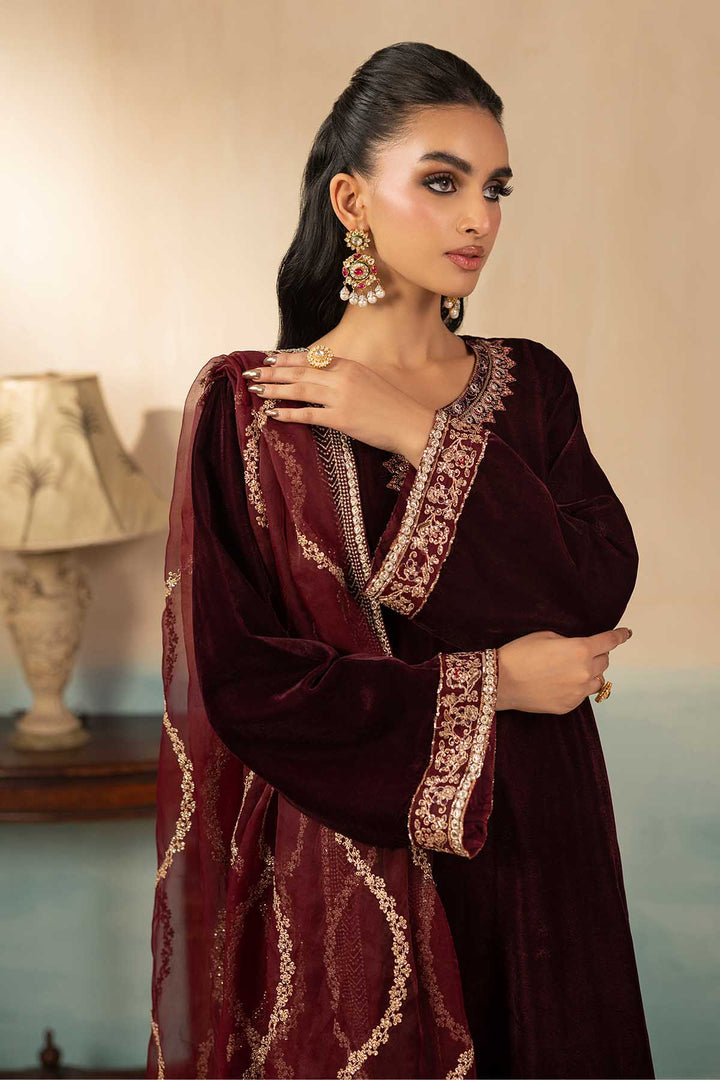 5672-ELSIE EMBROIDERED VELVET UNSTITCHED