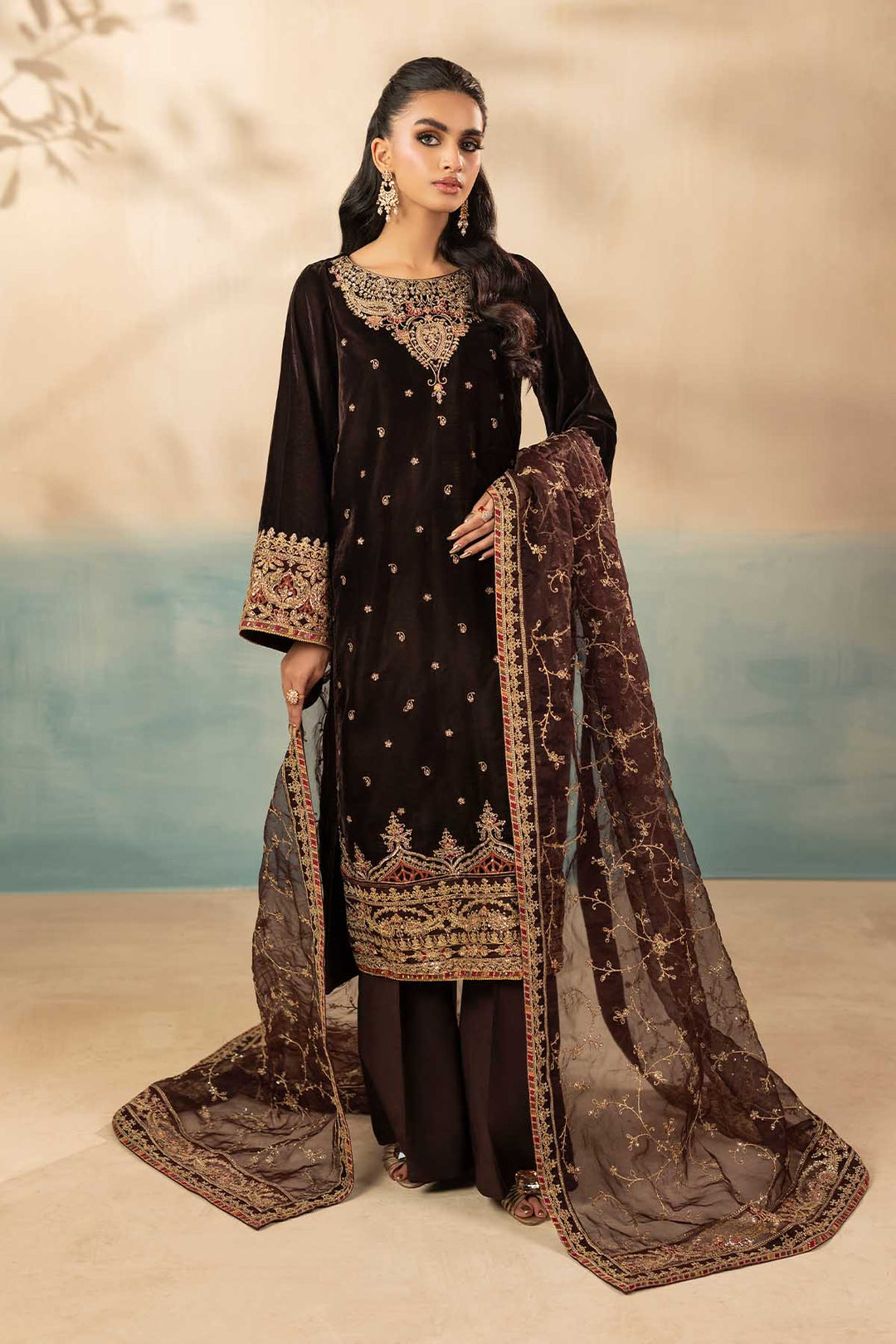 5673-ALMA EMBROIDERED VELVET UNSTITCHED