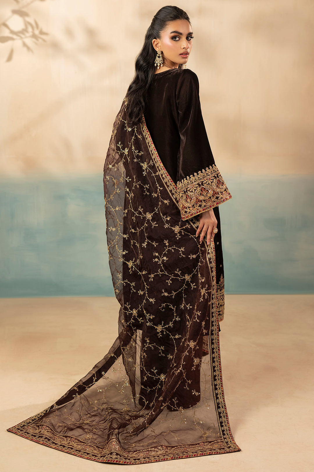 5673-ALMA EMBROIDERED VELVET UNSTITCHED