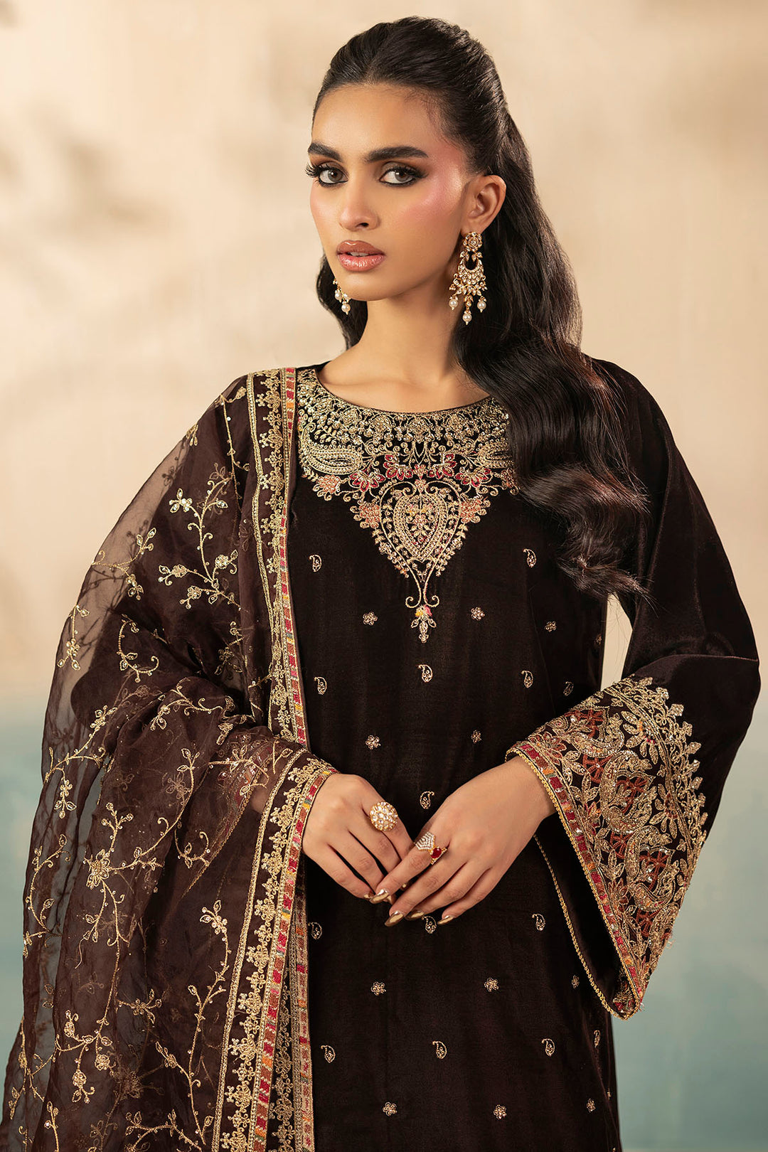 5673-ALMA EMBROIDERED VELVET UNSTITCHED