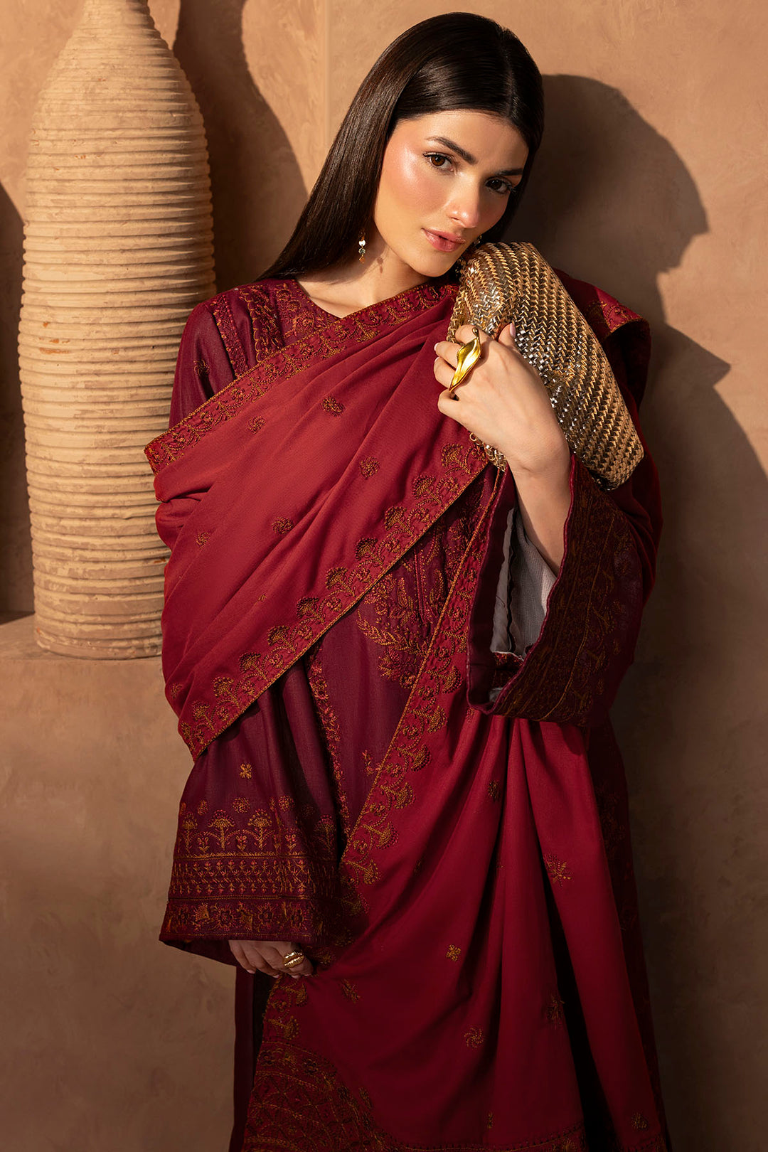 5676-SHADDOW EMBROIDERED KHADDAR UNSTITCHED